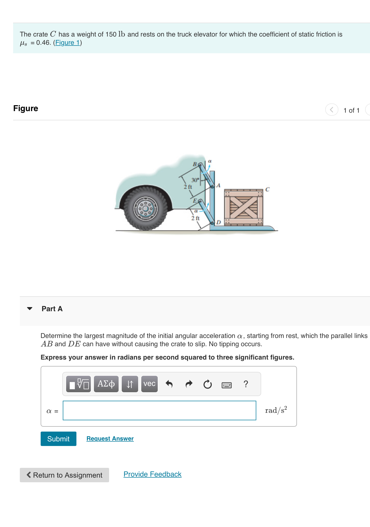 The crate C has a weight of 1 5 0 lb and rests on