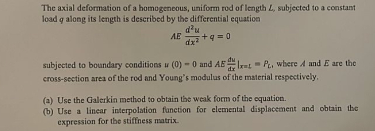 The axial deformation of a homogeneous, uniform