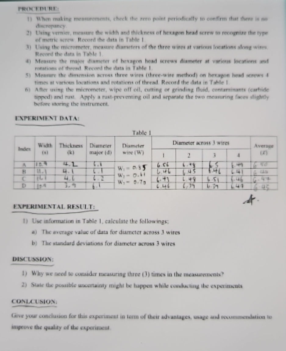 PROCTDURE: When making mensurements, check the