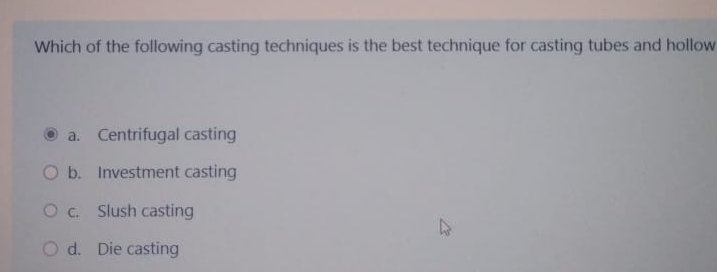 Which of the following casting techniques is the
