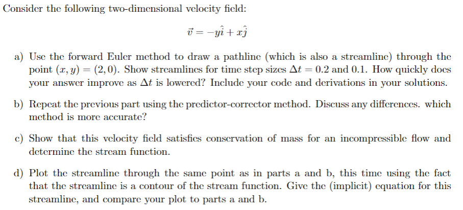 Consider the following two - dimensional velocity