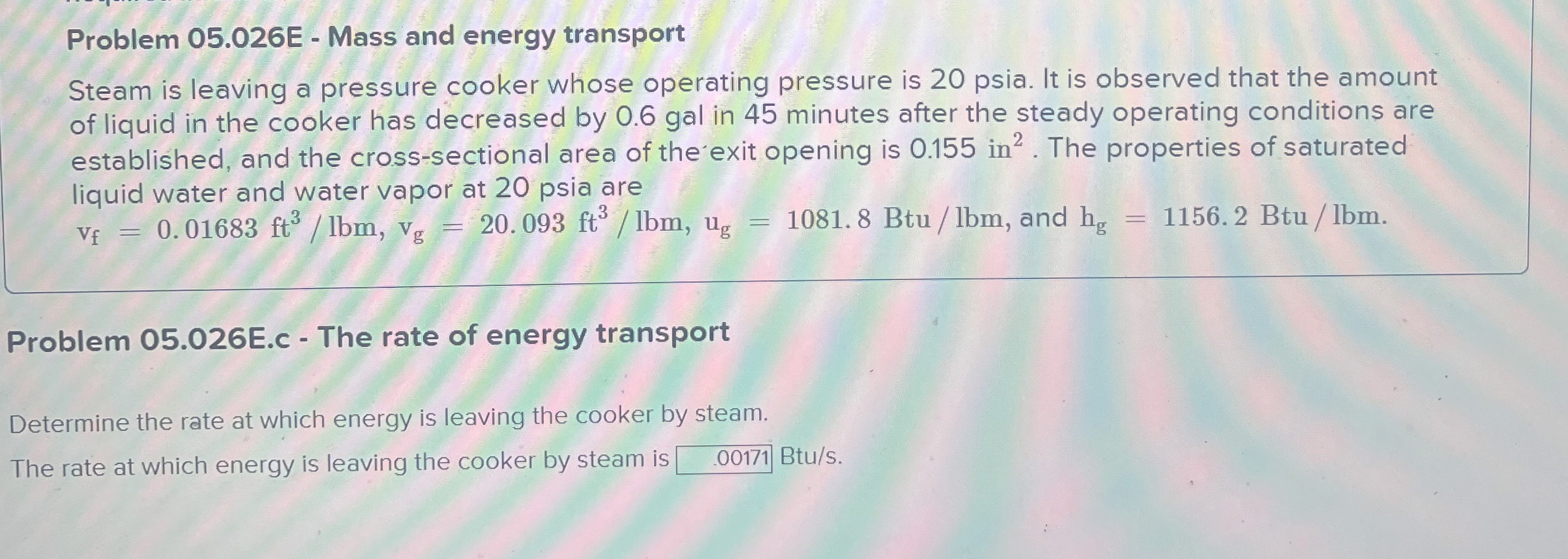 Problem 0 5 . 0 2 6 E . c - The rate of energy