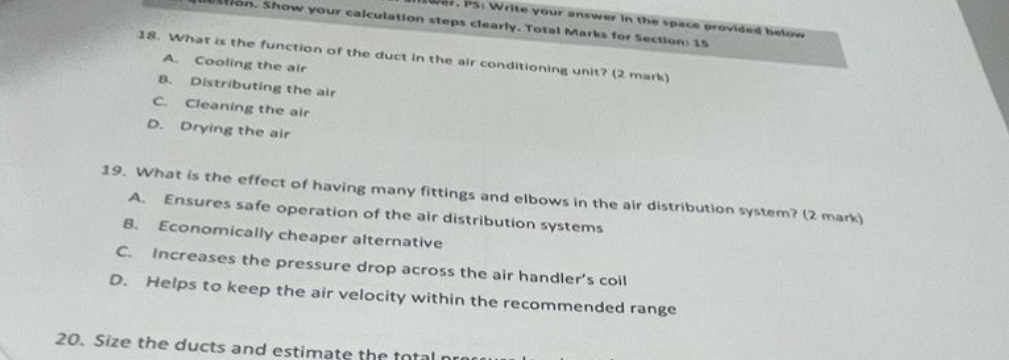 clearly. Total Marks for Sections is A . Cooling