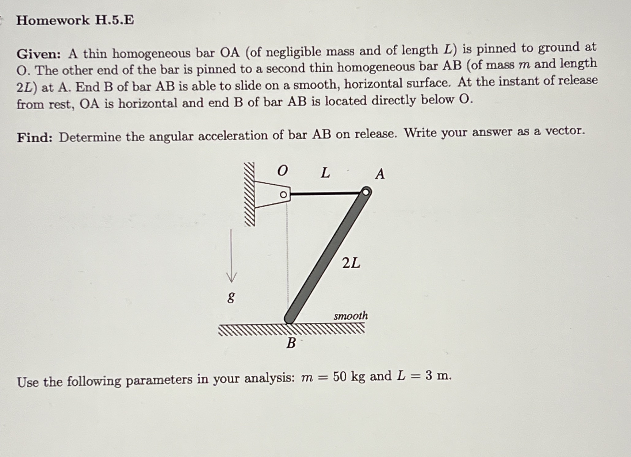 Homework H . 5 . E Given: A thin homogeneous bar