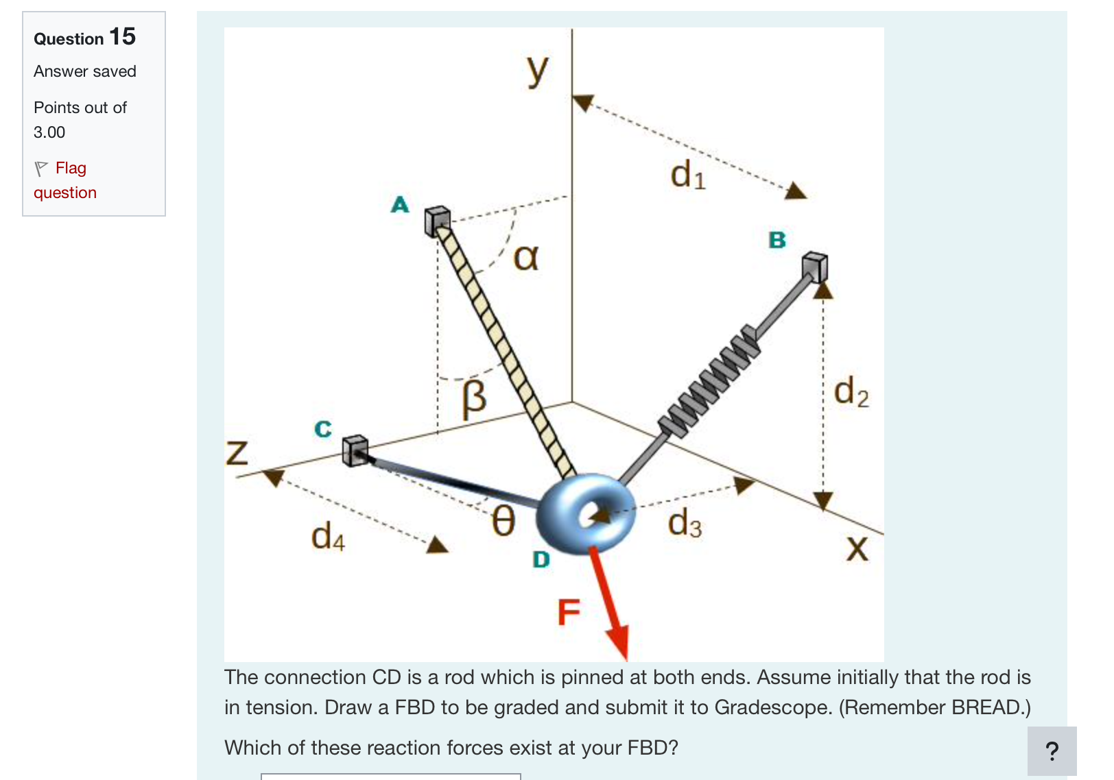 Question 1 5 Take d 1 = 5 . 5 c m , d 2 = 3 . 8 5