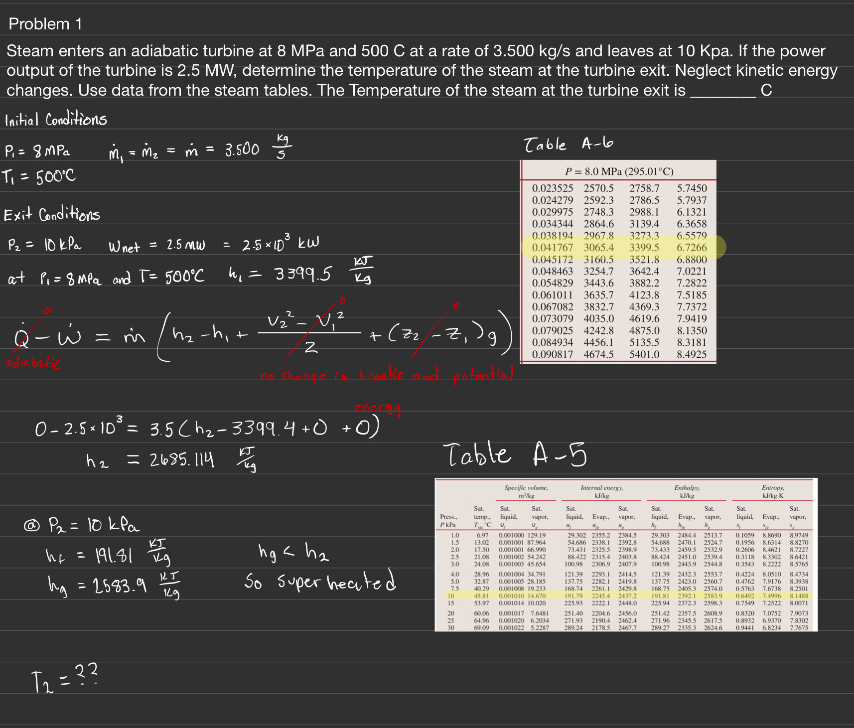 Problem 1 Steam enters an adiabatic turbine at 8