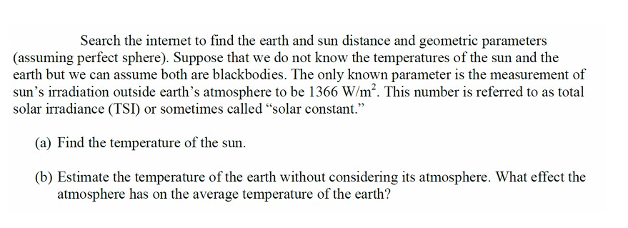 Search the internet to find the earth and sun