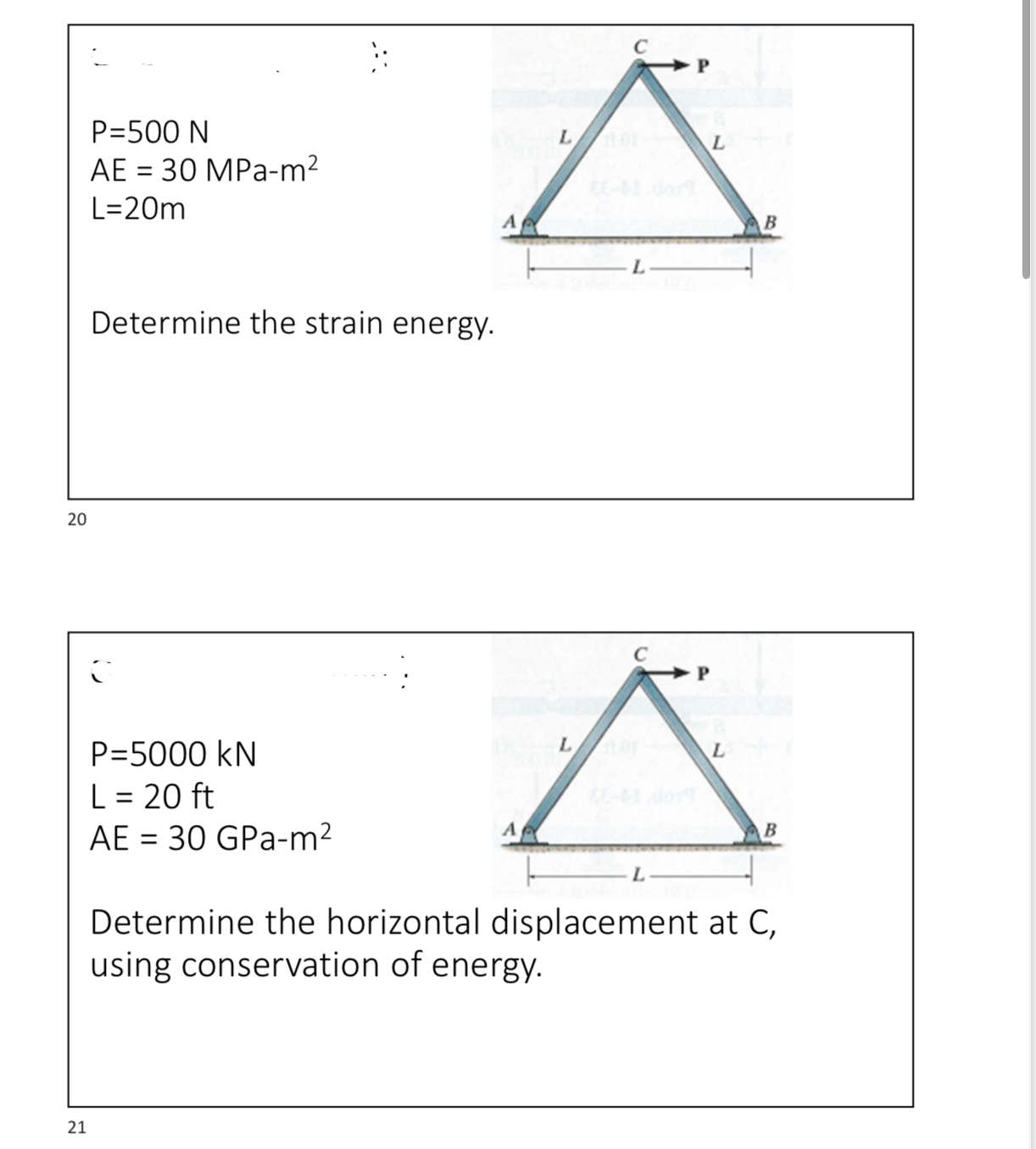 Determine the strain energy. Determine the
