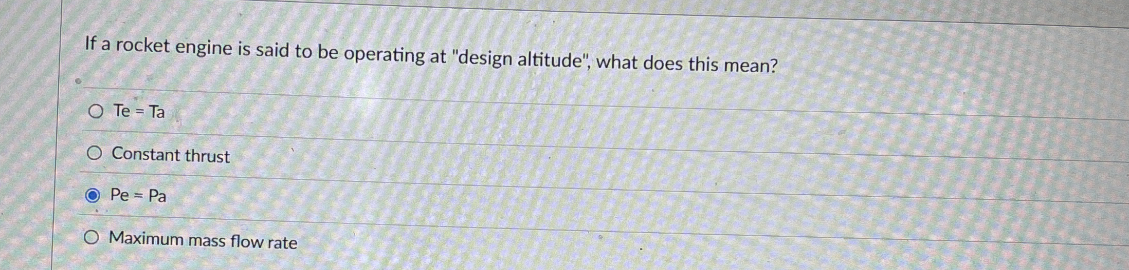 If a rocket engine is said to be operating at