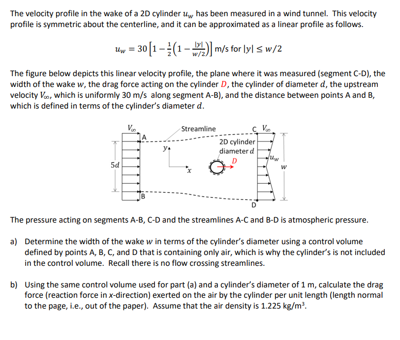 The velocity profile in the wake of a 2 D
