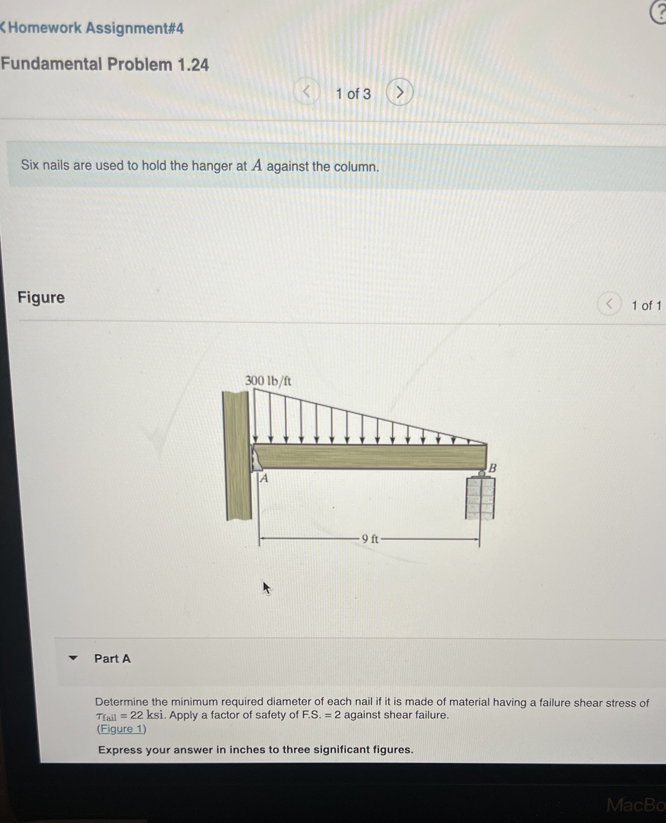Six nails are used to hold the hanger at A