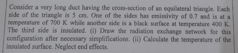 Consider a very long duct having the cross -
