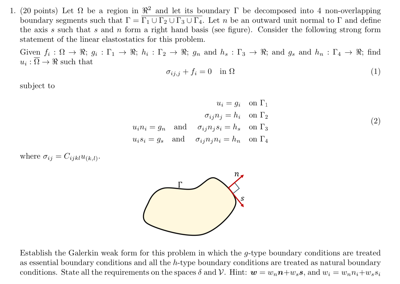 ( 2 0 points ) Let be a region in 2 and let its