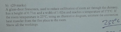 b ) ( 2 0 marks ) A glass - door firescreen, used