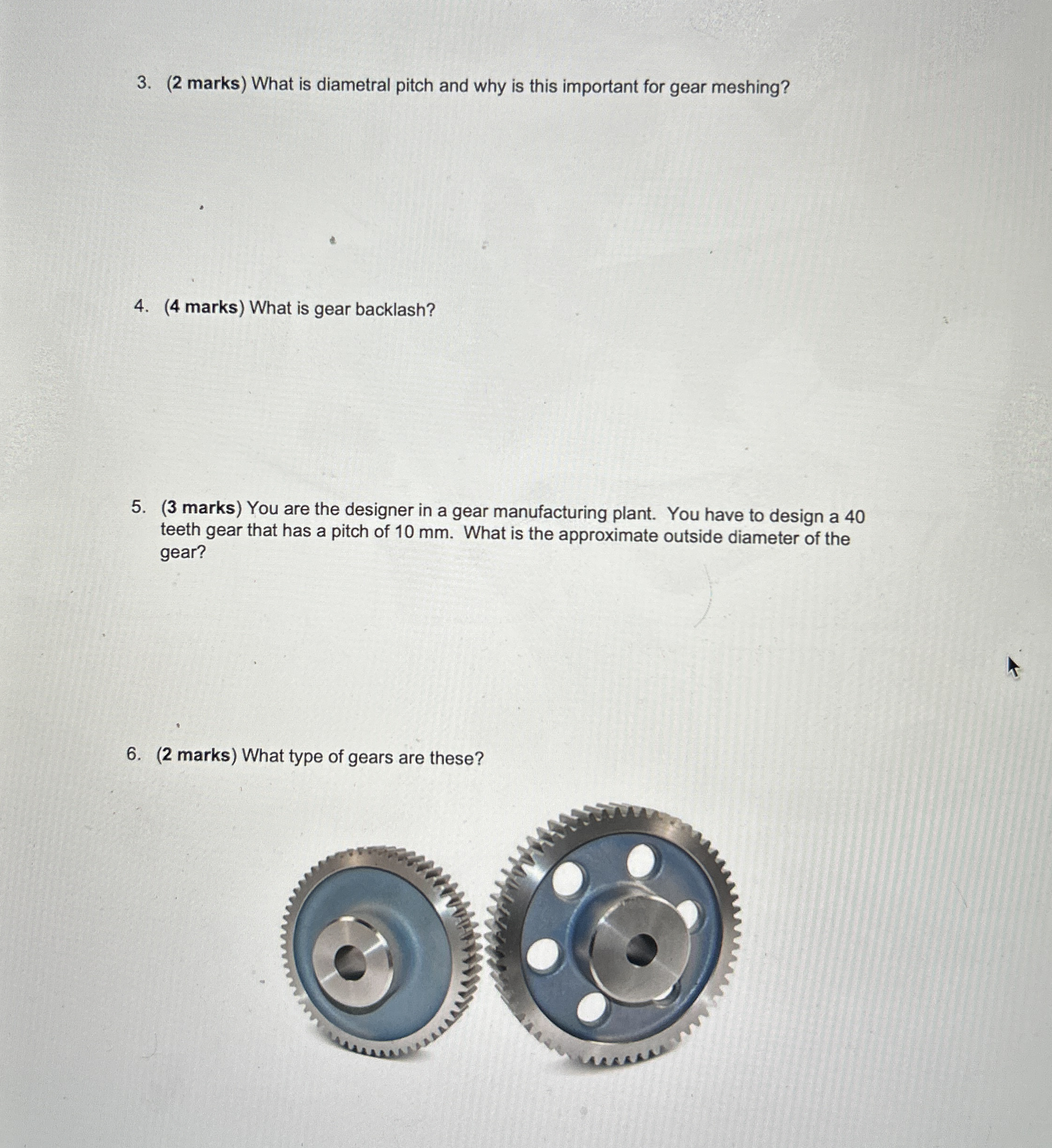 ( 2 marks ) What is diametral pitch and why is