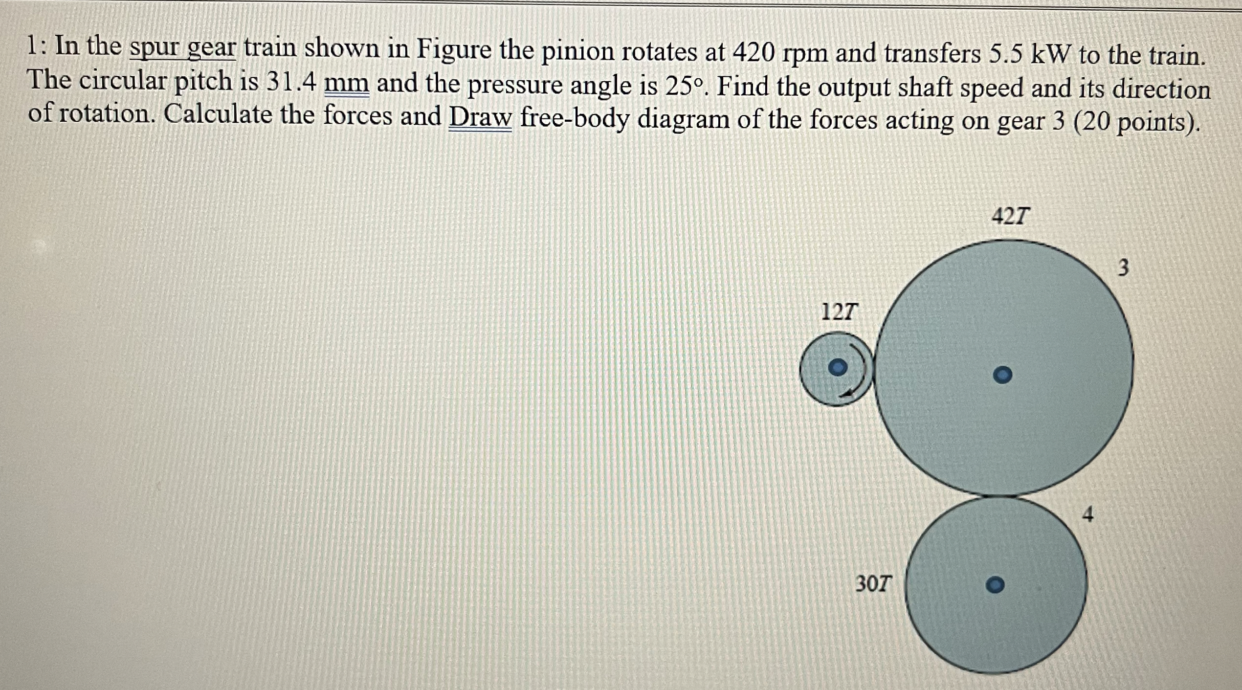 1 : In the spur gear train shown in Figure the