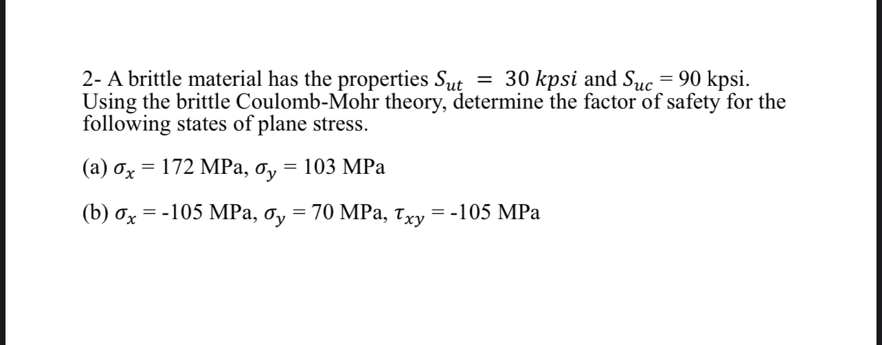2 - A brittle material has the properties S u t =