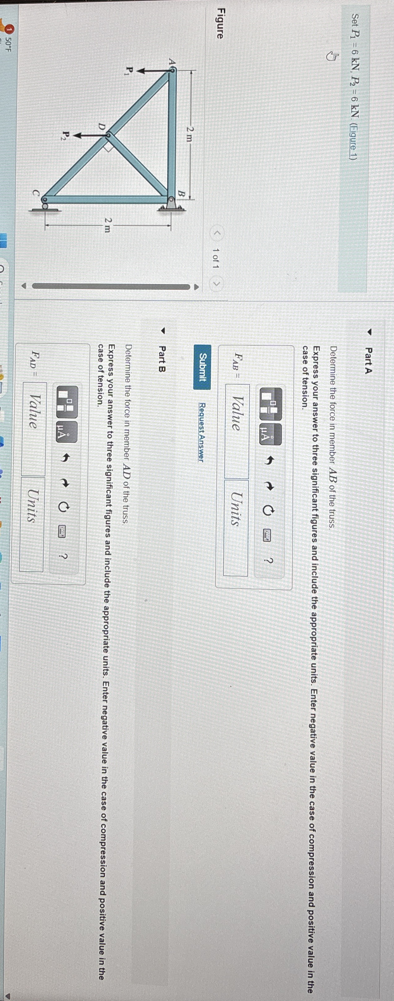 Set P 1 = 6 k N , P 2 = 6 k N ( Figure 1 ) Part A