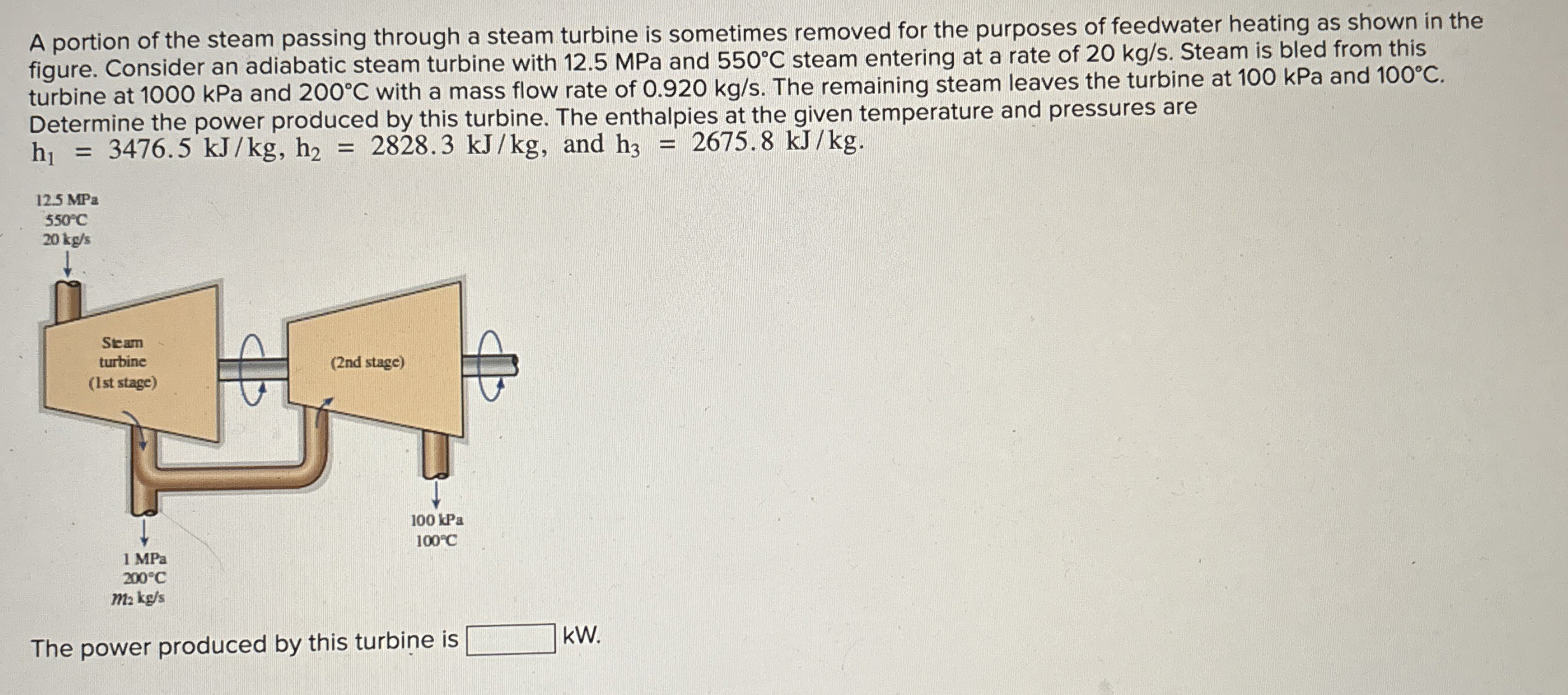 A portion of the steam passing through a steam