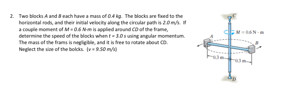 Two blocks A and B each have a mass of 0 . 4 kg .