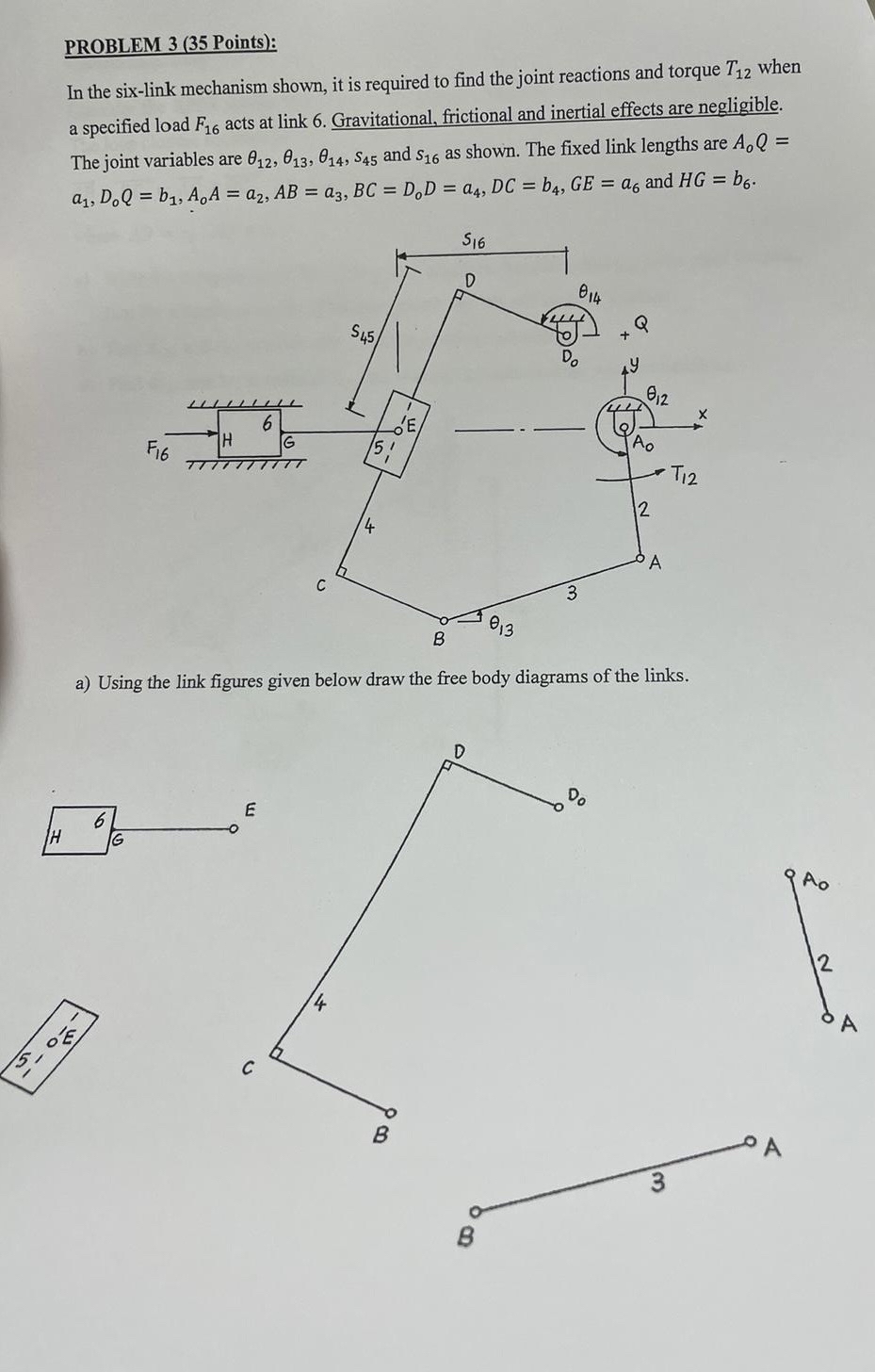 PROBLEM 3 ( 3 5 Points ) : In the six - link