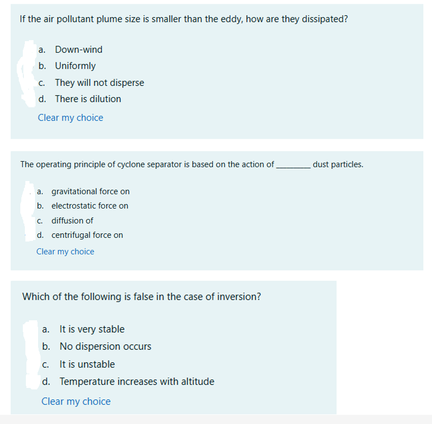 ## Subject: Environmental Pollution Control ## If