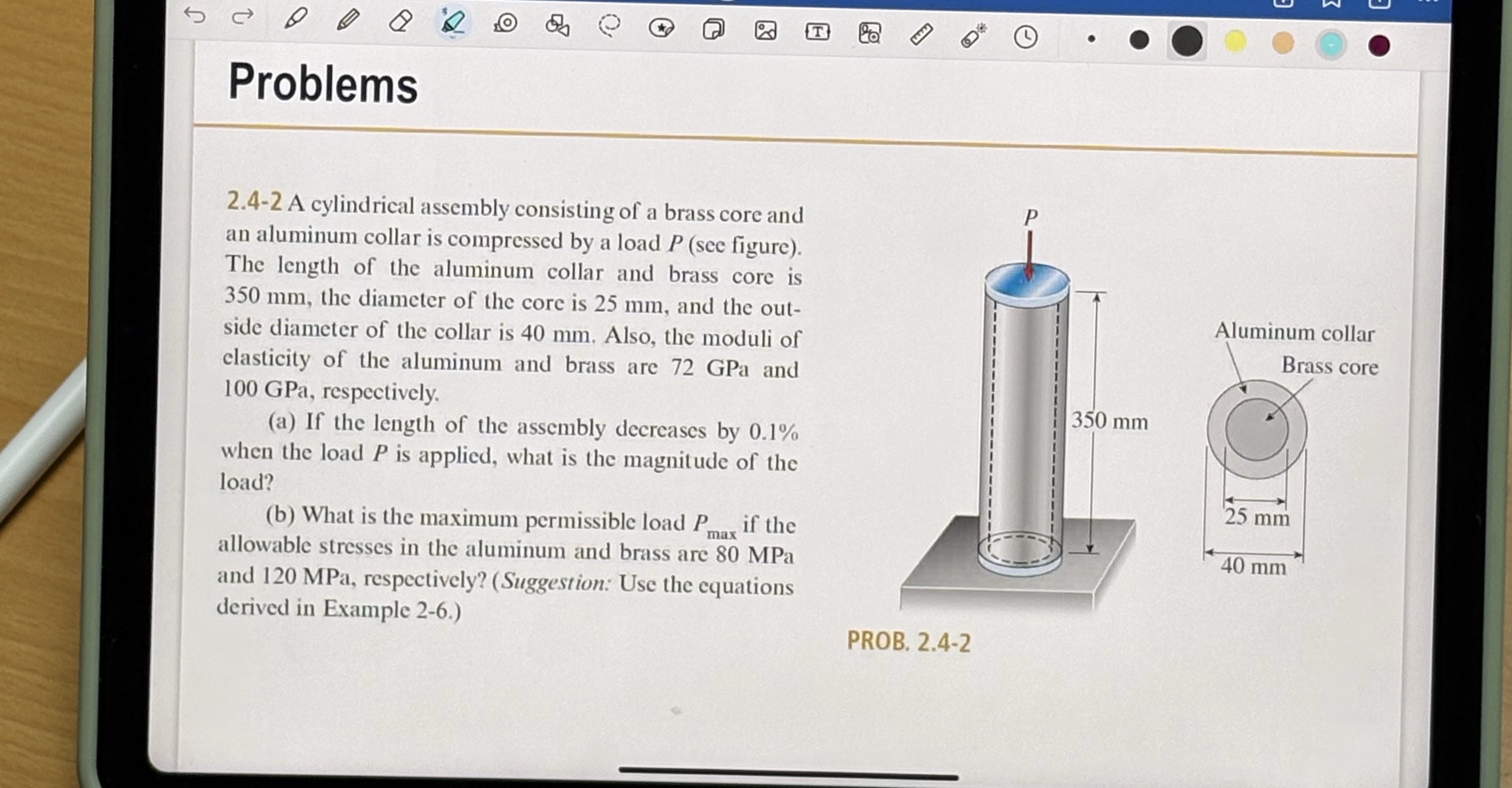 Problems 2 . 4 - 2 A cylindrical assembly