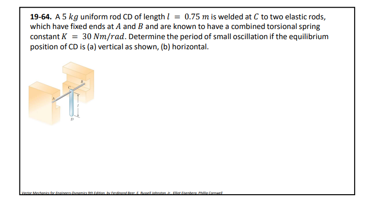 1 9 - 6 4 . A 5 kg uniform rod CD of length \ ( l