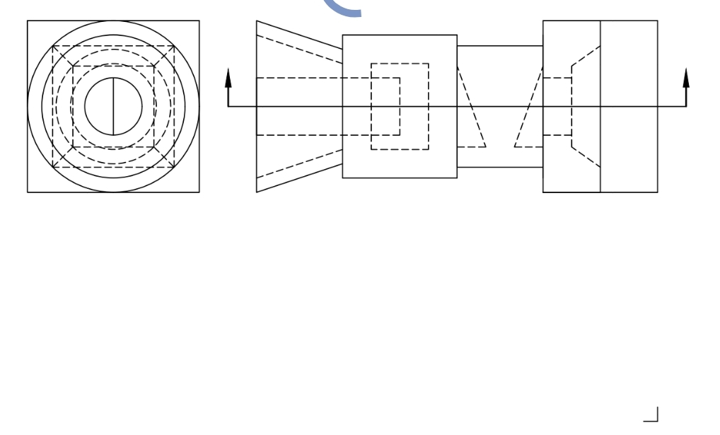 draw sectional top view of the given object
