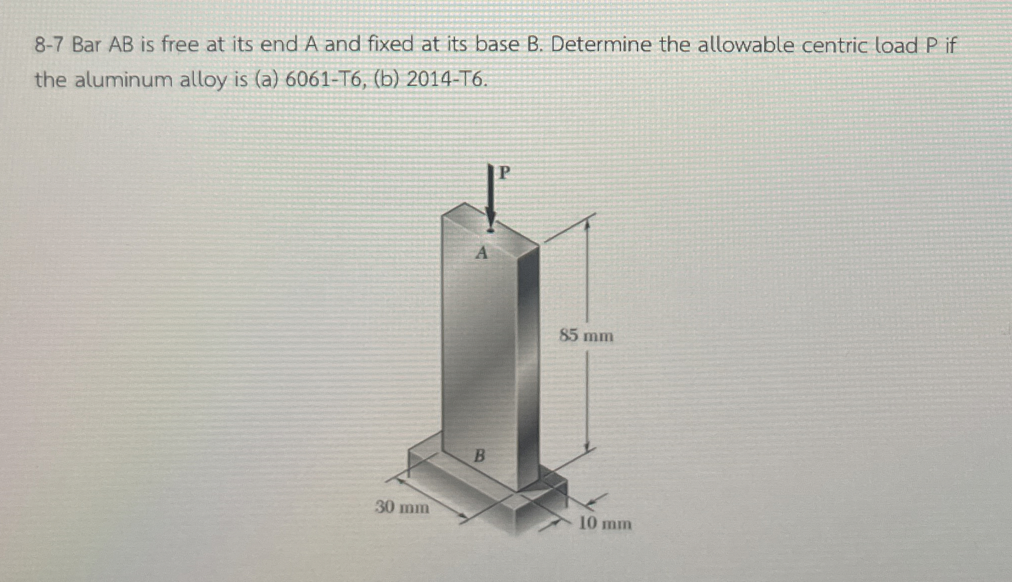 Bar A B is free at its end A and fixed at its