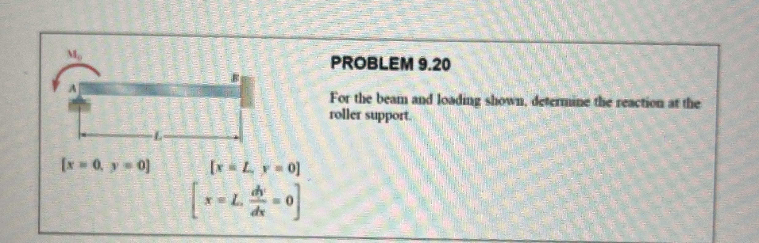 PROBLEM 9 . 2 0 For the beam and loading shown,