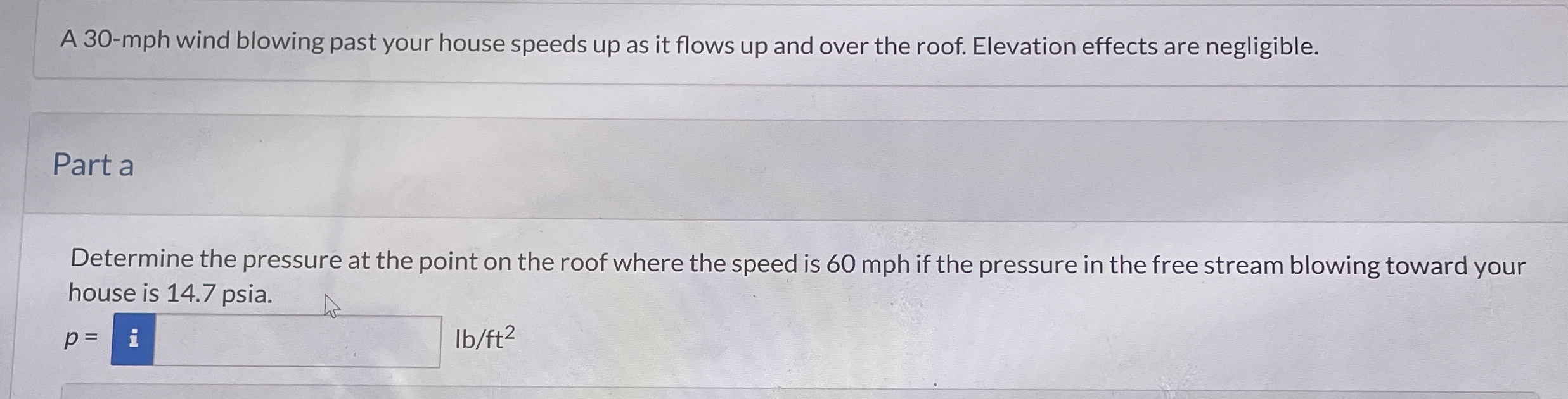 Part a Determine the pressure at the point on the