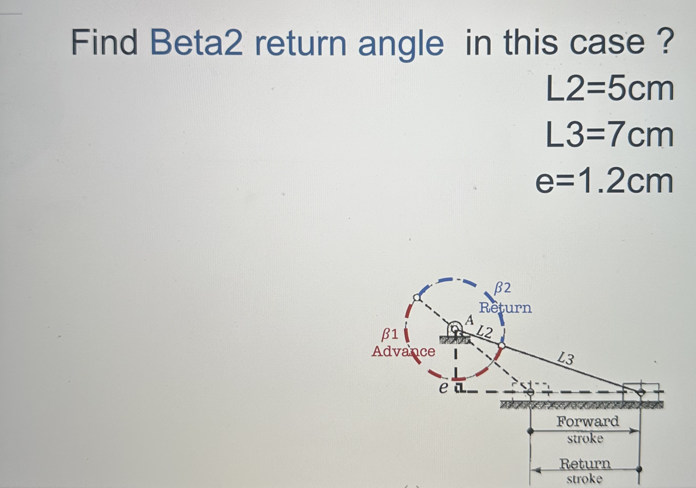 Find Beta 2 return angle in this case? L 2 = 5 c