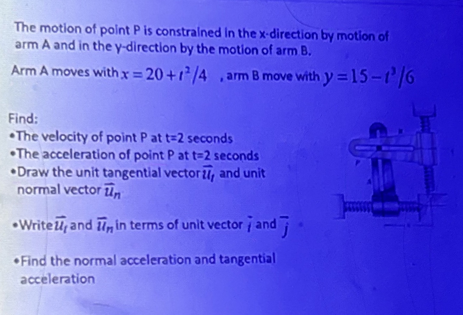 The motion of point P is constralined in the x -