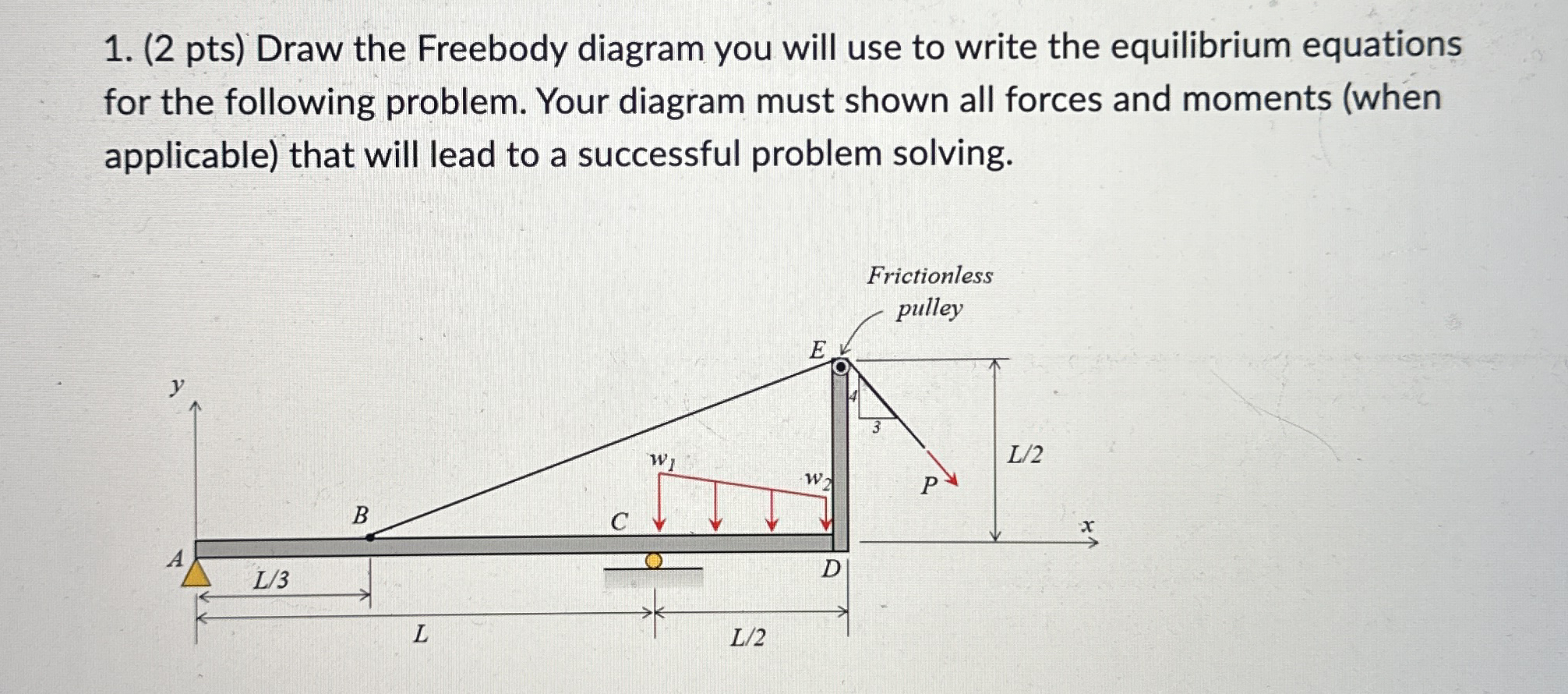 ( 2 pts ) Draw the Freebody diagram you will use