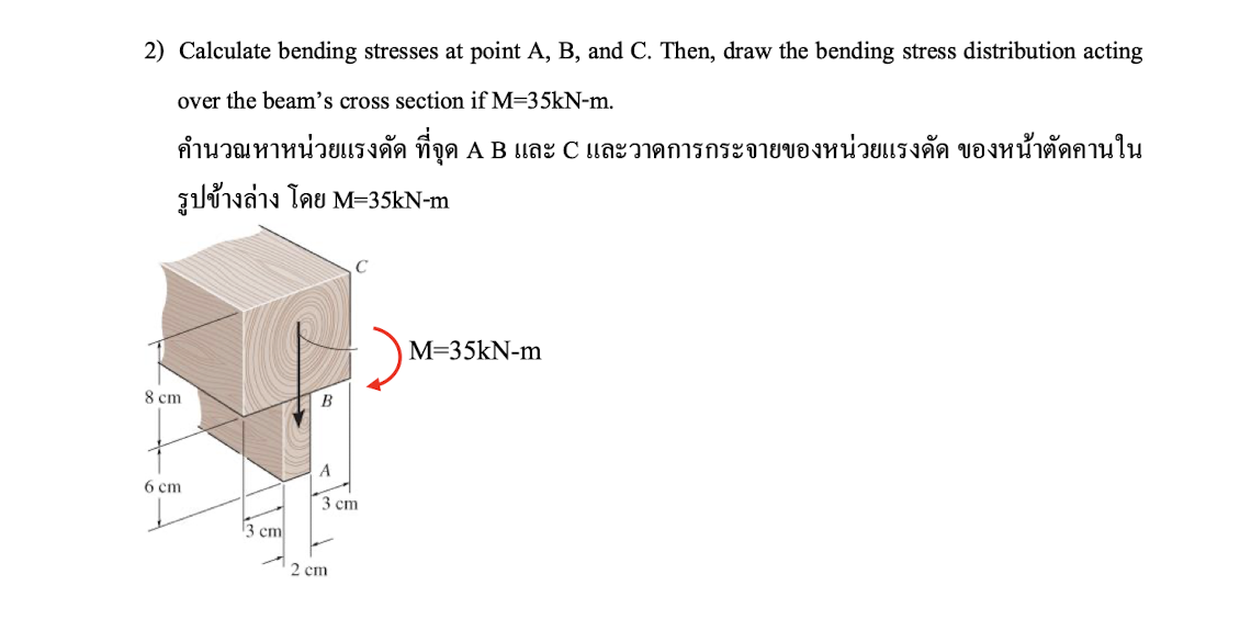 2 ) Calculate bending stresses at point \ ( \
