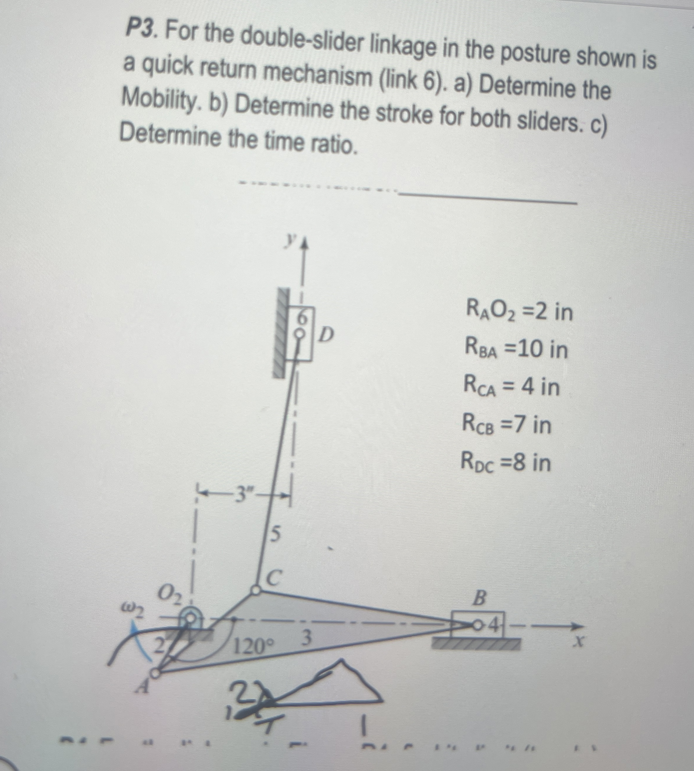 P 3 . For the double - slider linkage in the