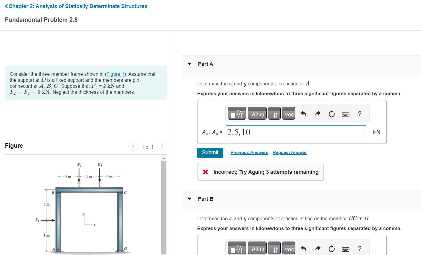 Show me the steps to solve A , B , C F 1 = 2 k N