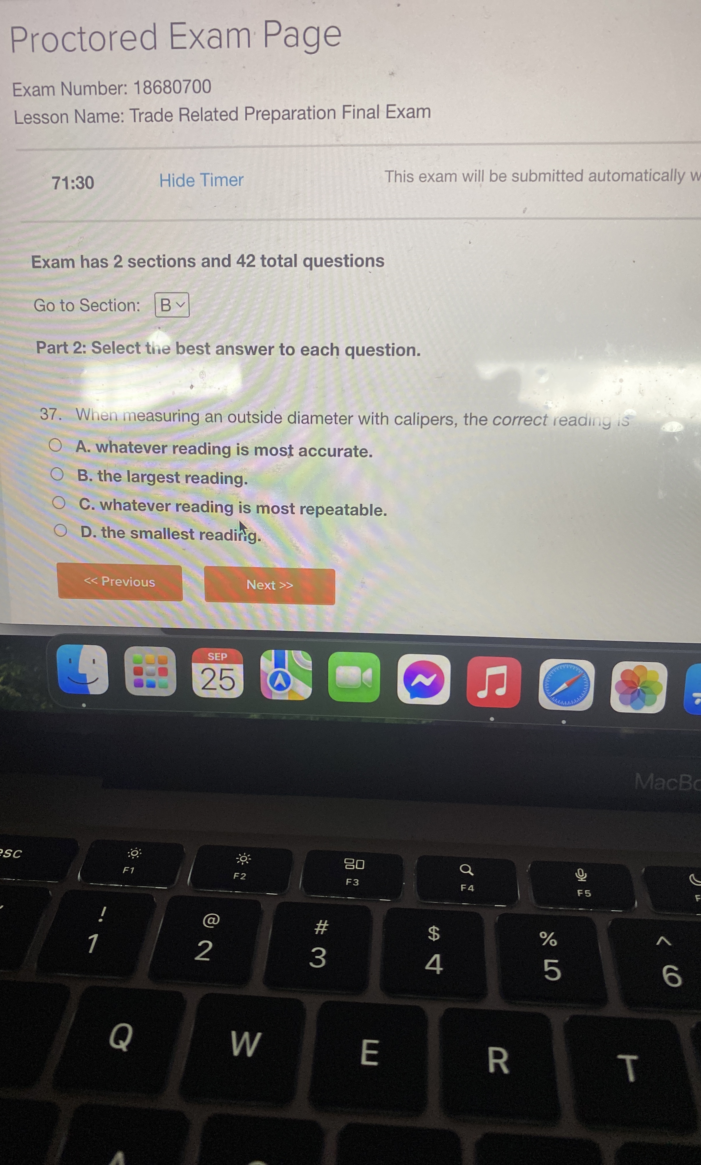 Exam has 2 sections and 4 2 total questions Go to