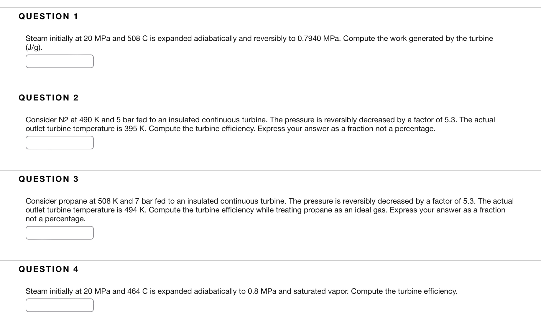 QUESTION 1 Steam initially at 2 0 MPa and 5 0 8 C