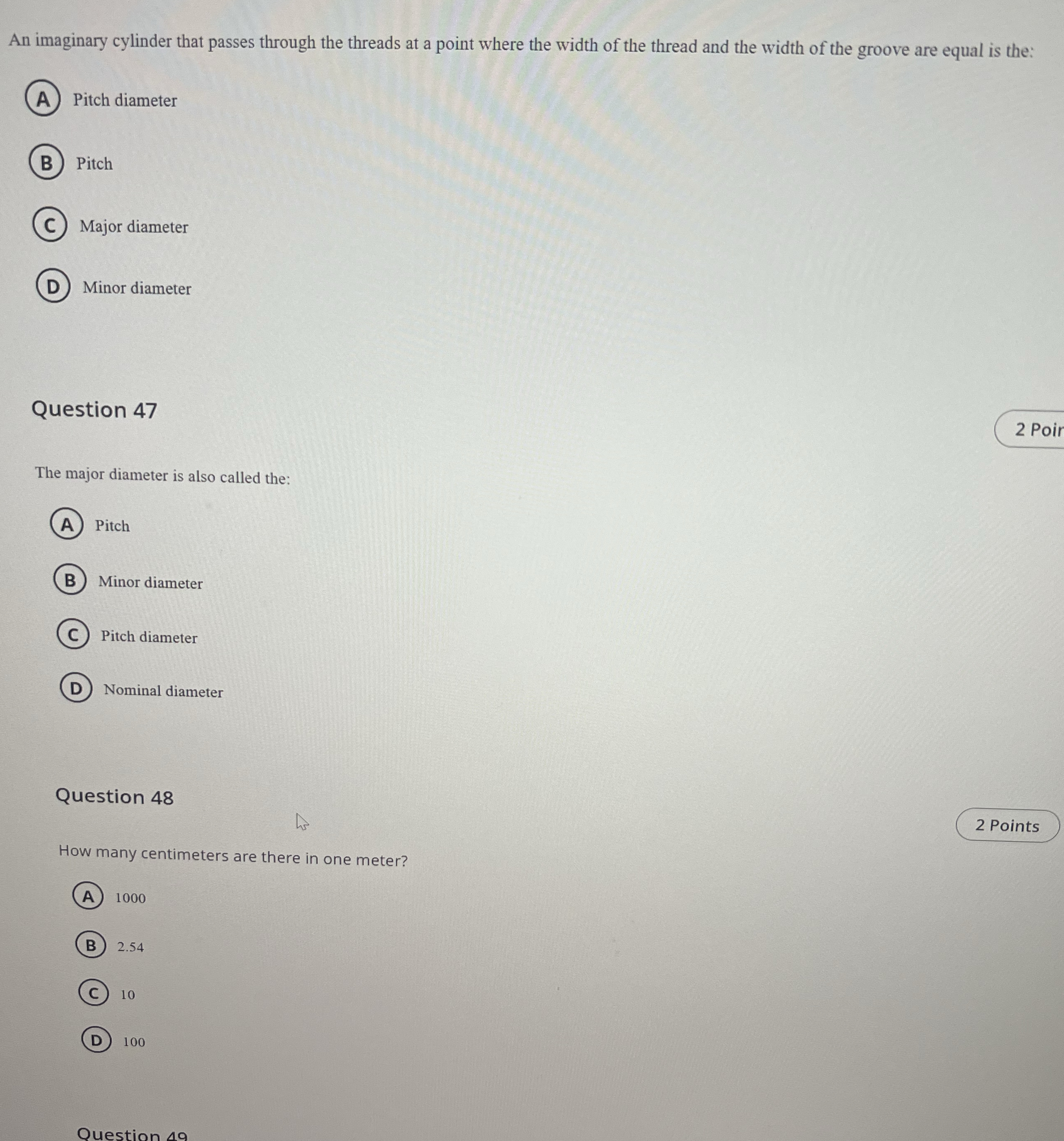 An imaginary cylinder that passes through the