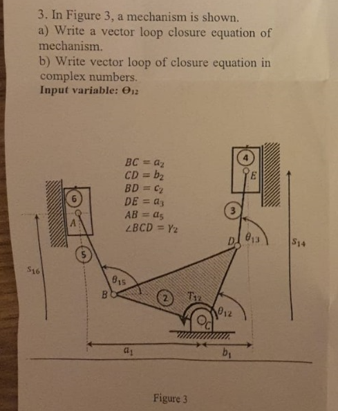In Figure 3 , a mechanism is shown. a ) Write a