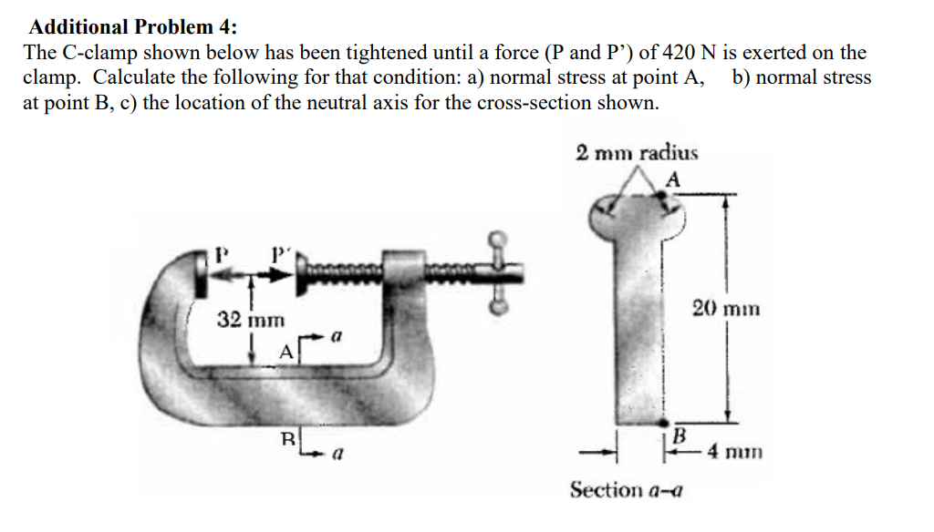 Additional Problem 4 : The C - clamp shown below