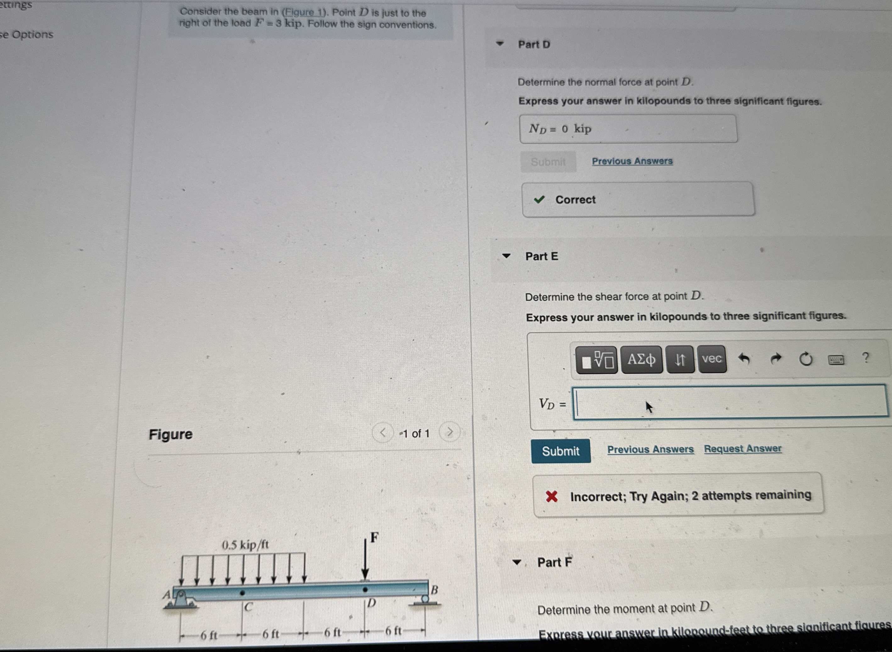 stuings Consider the beam in ( Figure 1 ) . Point