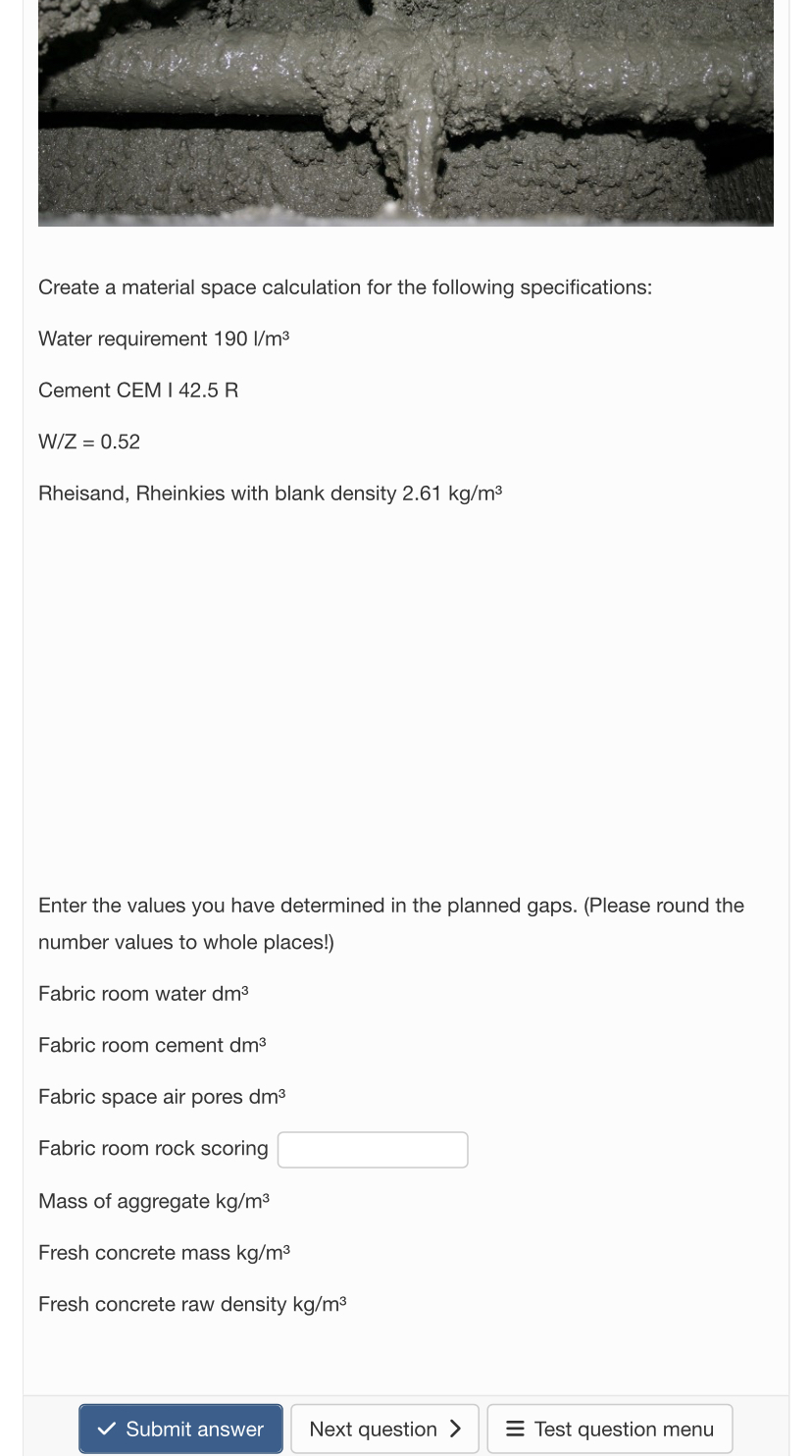 Create a material space calculation for the