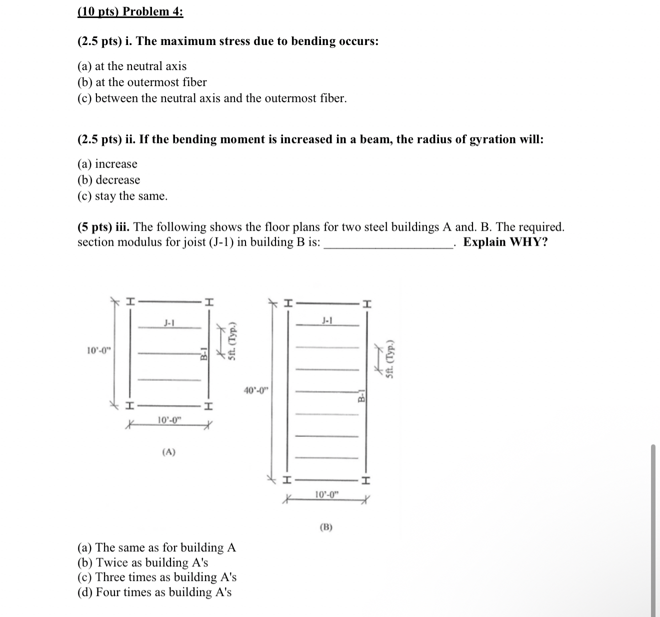 ( 1 0 pts ) Problem 4 : ( 2 . 5 pts ) i . The