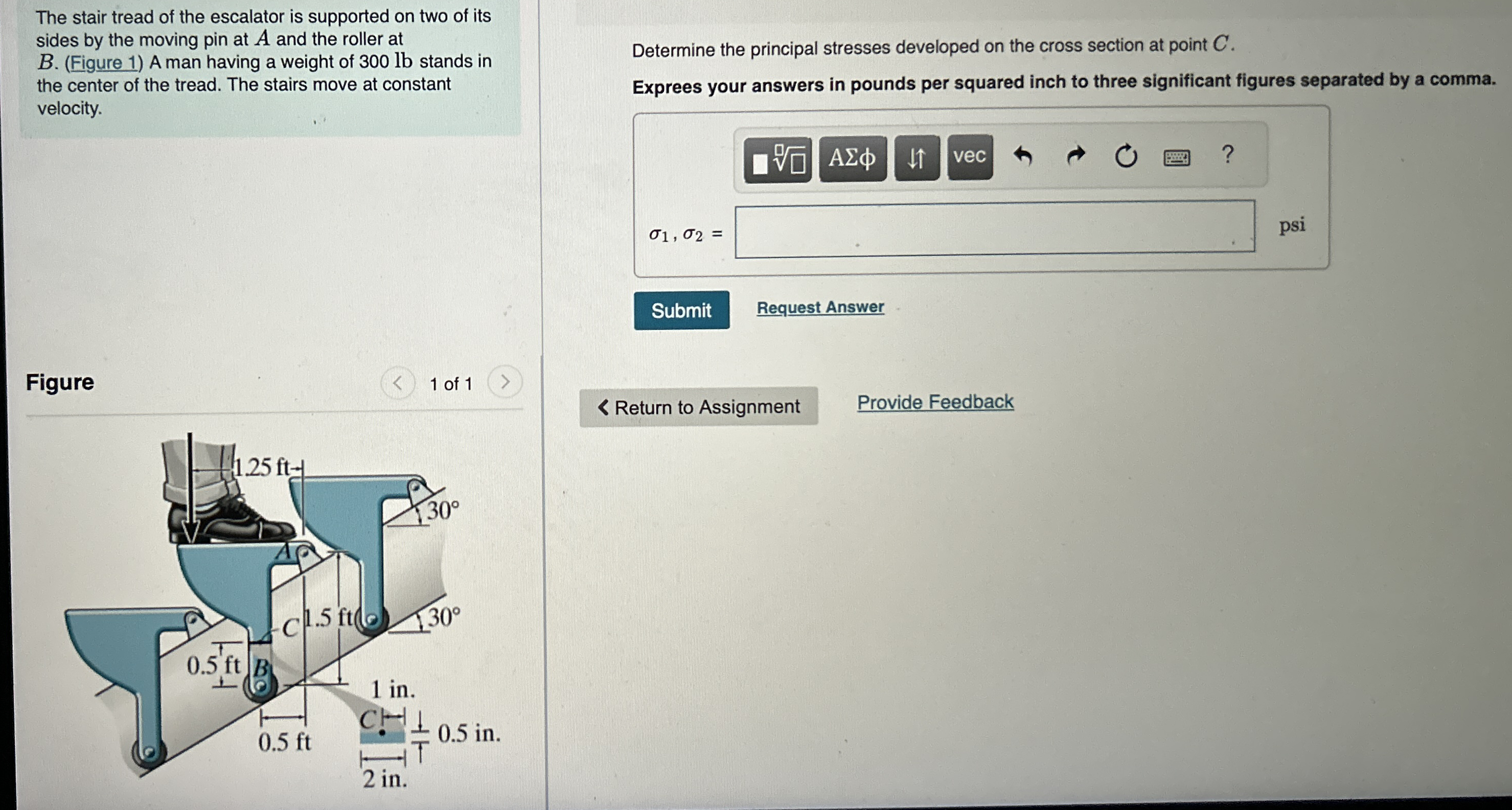 The stair tread of the escalator is supported on