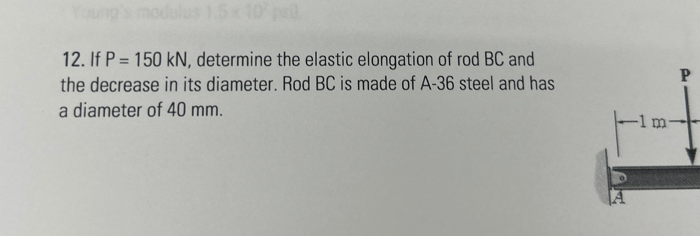 If P = 1 5 0 k N , determine the elastic