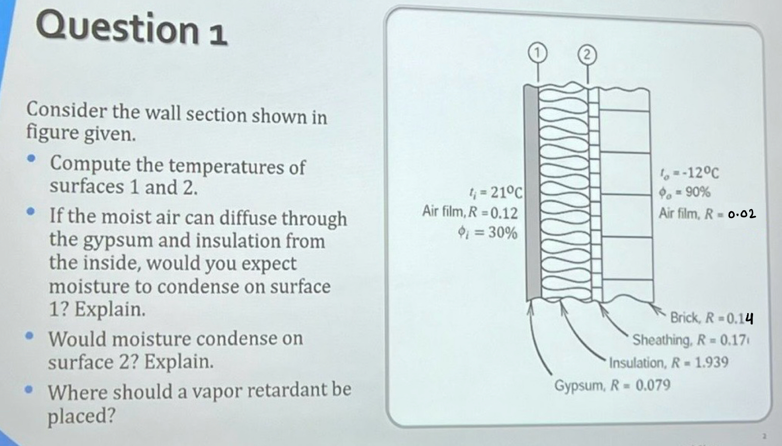 Question 1 Consider the wall section shown in