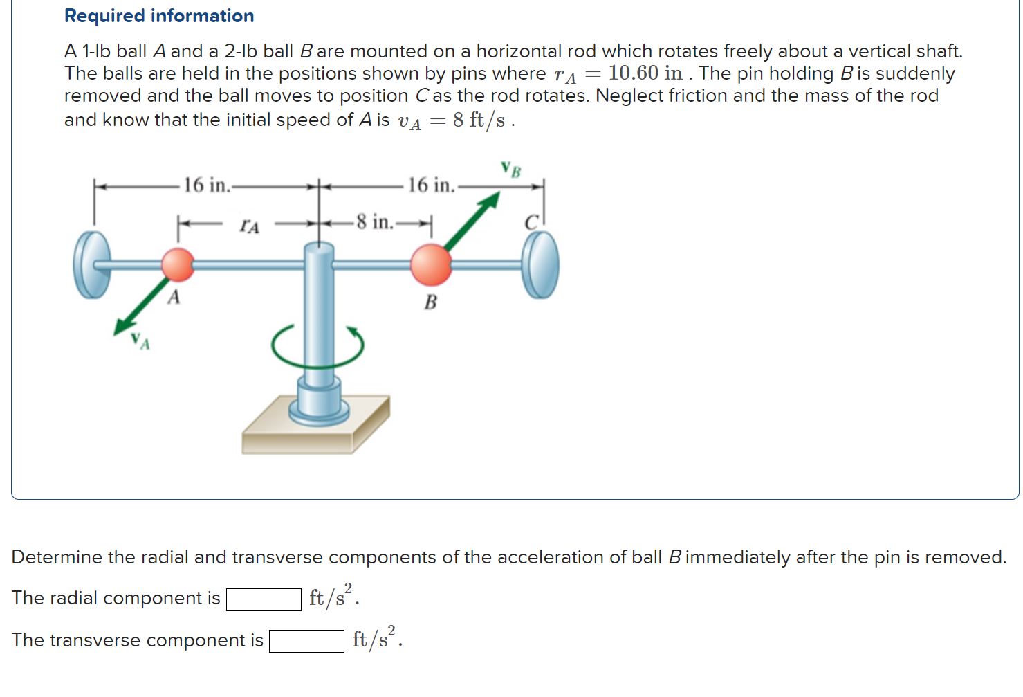 Required information A 1 - lb ball A and a 2 - lb
